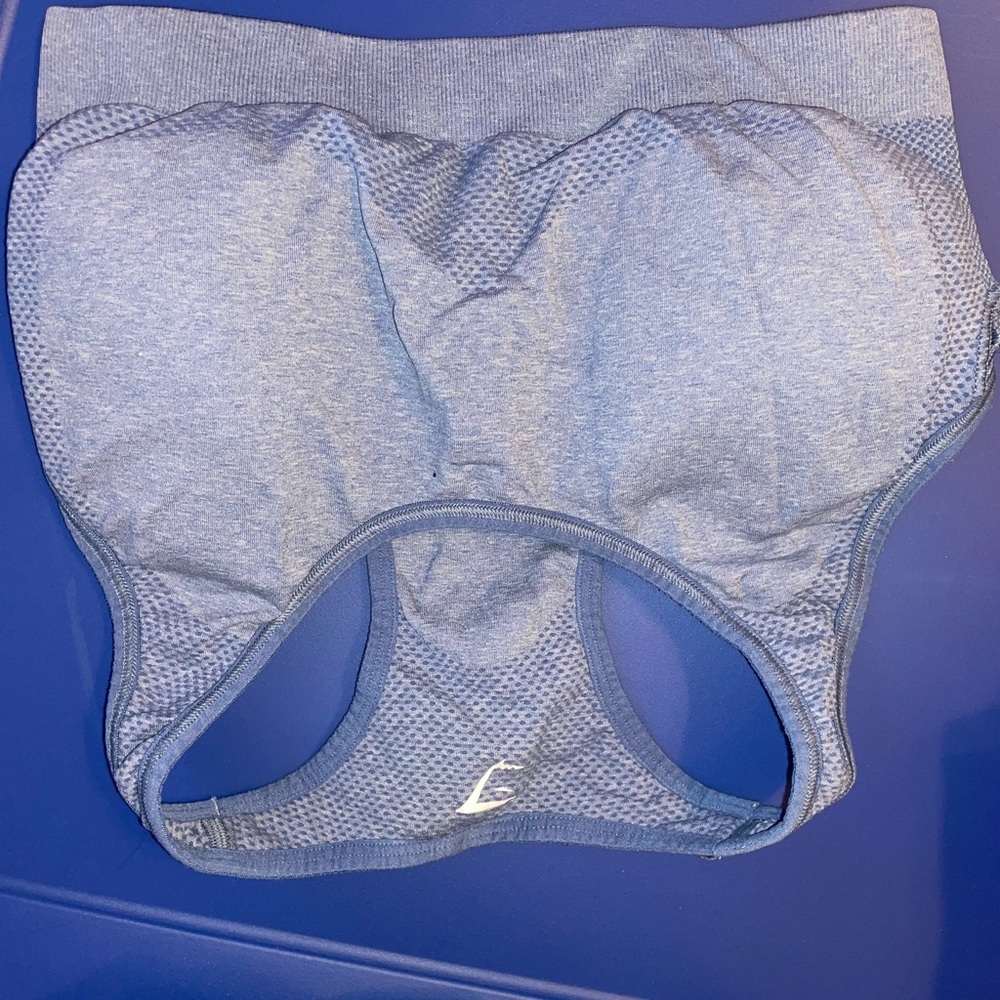 Blue gym shark sports bra